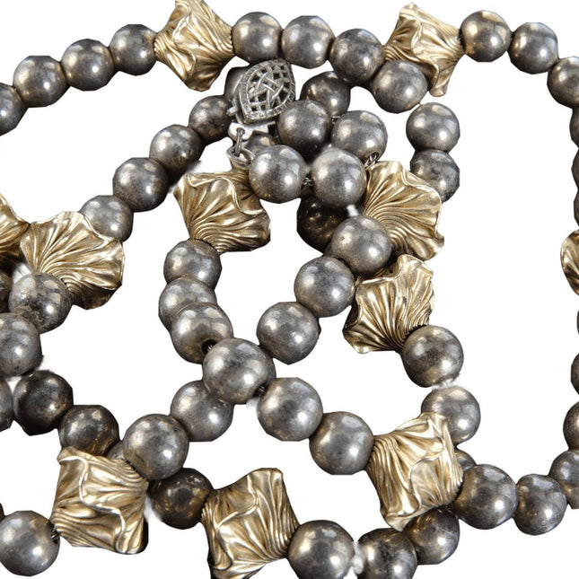 Vintage Perlenkette aus Sterlingsilber und 14-karätigem Gold