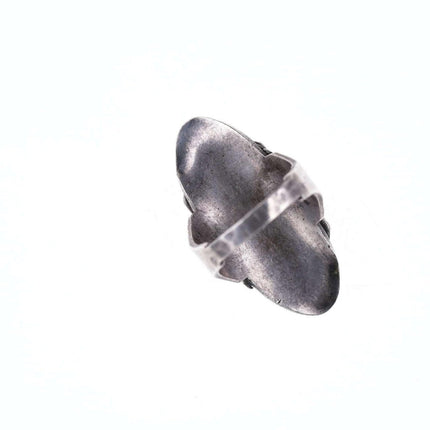 SZ3 Antiker Kamee-Ring aus geformtem Glas aus Sterlingsilber