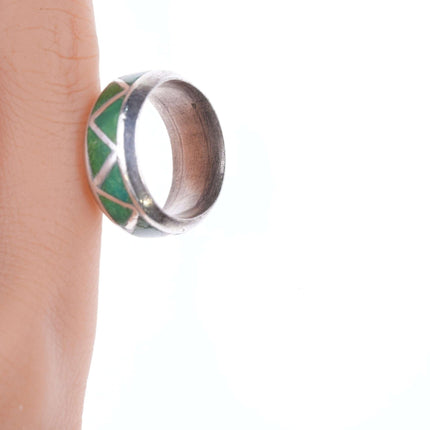 sz4.75 1940 年代 Zuni 銀槽鑲嵌綠松石戒指