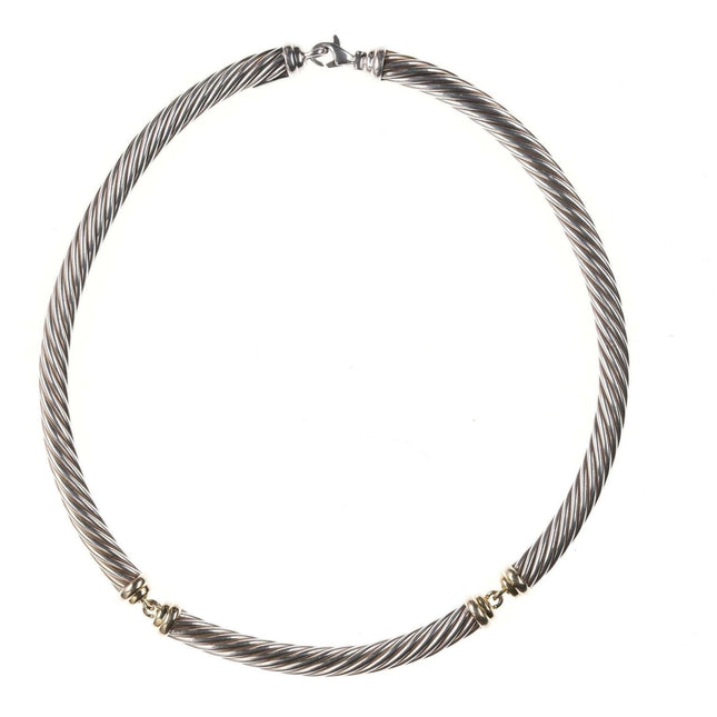 David Yurman Sterling/14k cable choker necklace