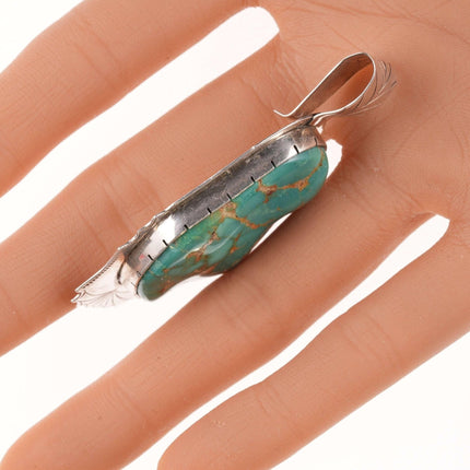 Large Navajo silver and Royston turquoise pendant