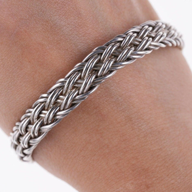 7" Vintage Mexican Sterling Braided cuff bracelet