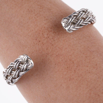 7" Vintage Mexican Sterling Braided cuff bracelet