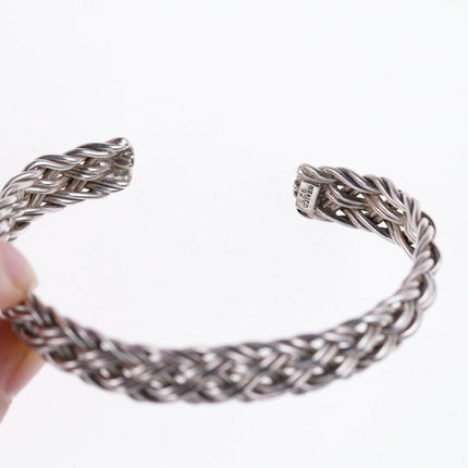 7" Vintage Mexican Sterling Braided cuff bracelet