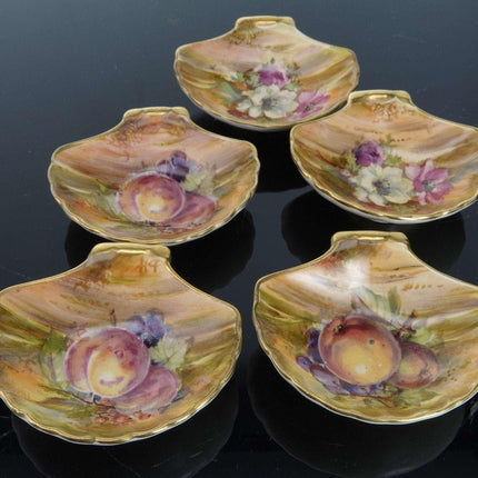 c1940 Royal Winton Hand Painted Flowers and fruit Salt dips/Nut dishes Shell for