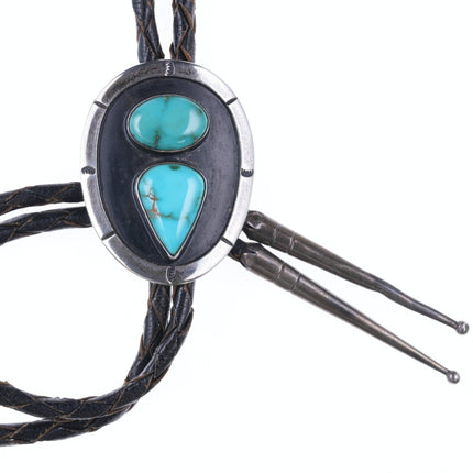 40's-50's Navajo Sterling and turquoise bolo tie
