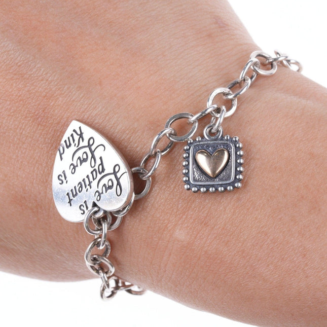 6" James Avery Sterling Charm-Armband Kalifornien, Sterling- und Bronzeherz und Love is Patient