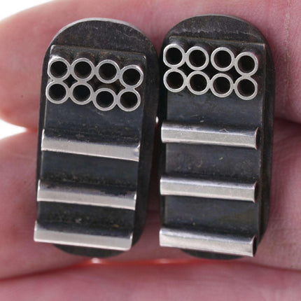 Mid Century Modernist sterling and wood cufflinks