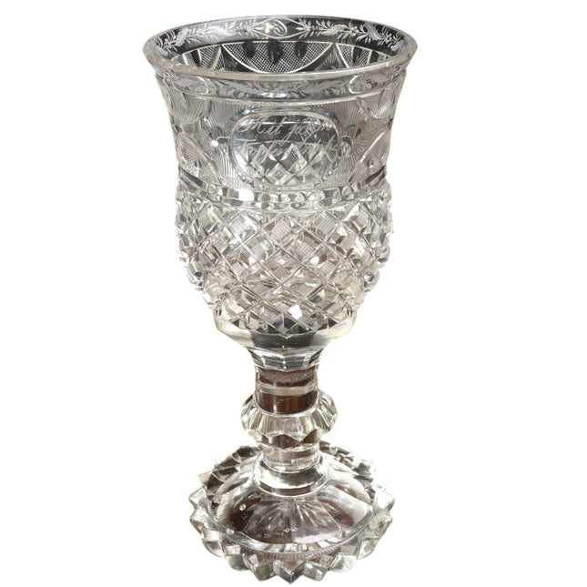 1800's Bohemian Beer Glass Hand Cut