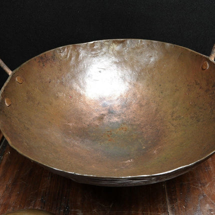 17th-18th Century Fur Trade Era Bronze Handled Graduated Kettles Wok Style Candy