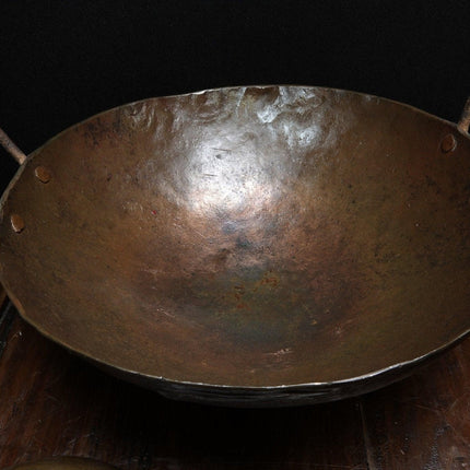 17th-18th Century Fur Trade Era Bronze Handled Graduated Kettles Wok Style Candy