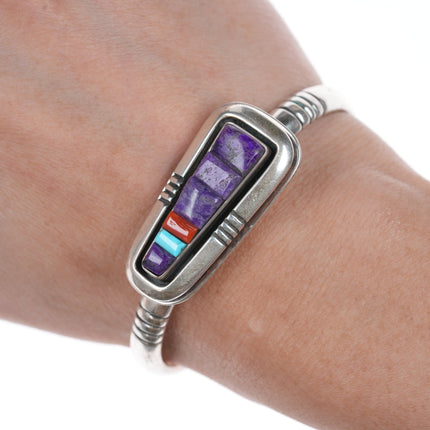 6 1/8" Leroy Begay Navajo sterling Multi-cobblestone bracelet
