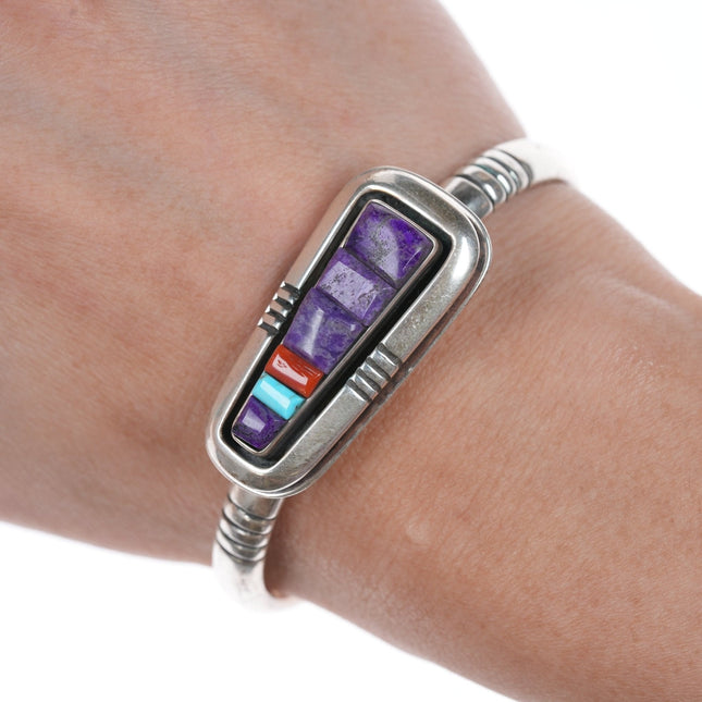 Bracciale multi-ciottoli in argento sterling Leroy Begay Navajo da 6 1/8".