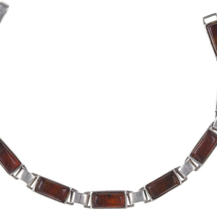 Retro Christin Wolf Reversibles Sterling-Armband der amerikanischen Ureinwohner mit Bernstein