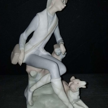 退休 Lladro 牧羊男孩与狗雕像 4659 C.1969 年生产第一年的罕见早期印象标记 8 英寸