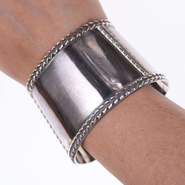 Southwestern Modernist Sterling heavy cuff bracelet