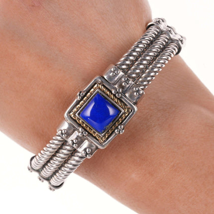 Retro-Armband aus italienischem Lapislazuli aus 18 Karat Sterlingsilber