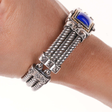 Retro-Armband aus italienischem Lapislazuli aus 18 Karat Sterlingsilber