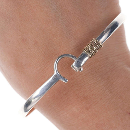 Retro Sterling 14k gold accent bangle