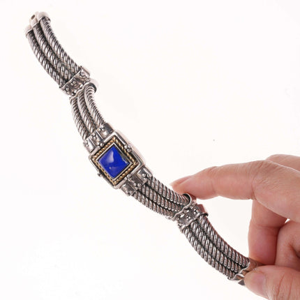 Retro-Armband aus italienischem Lapislazuli aus 18 Karat Sterlingsilber