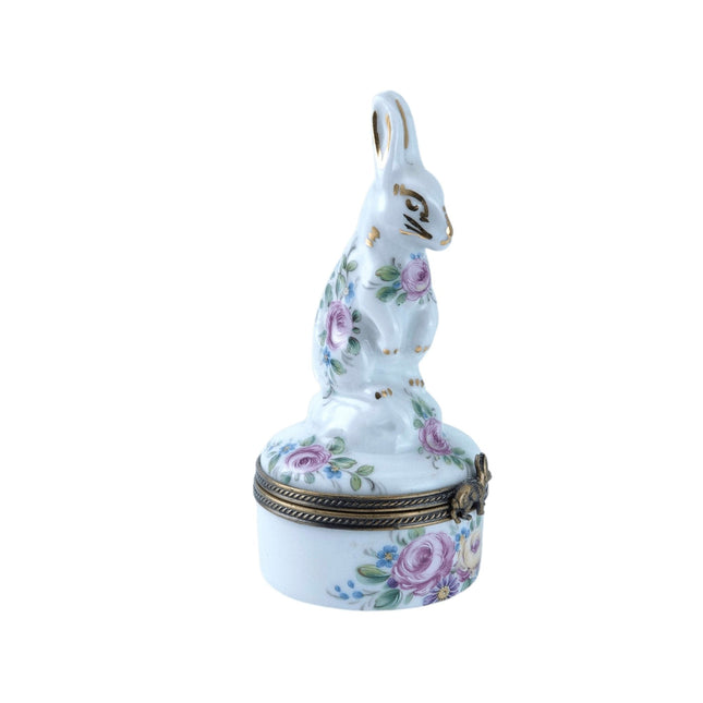 Peint Main Limoges Trinket Box Rabbit Hand Painted