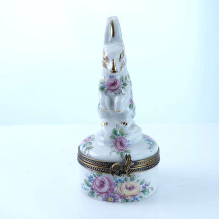 Peint Main Limoges Trinket Box Rabbit Hand Painted