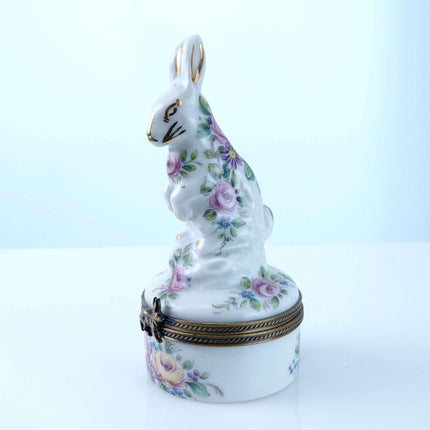 Peint Main Limoges Trinket Box Rabbit Hand Painted