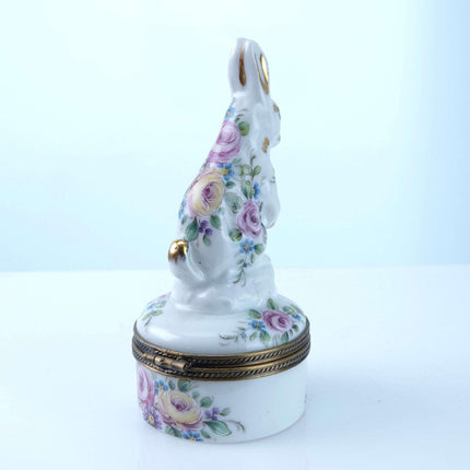 Peint Main Limoges Trinket Box Rabbit Hand Painted