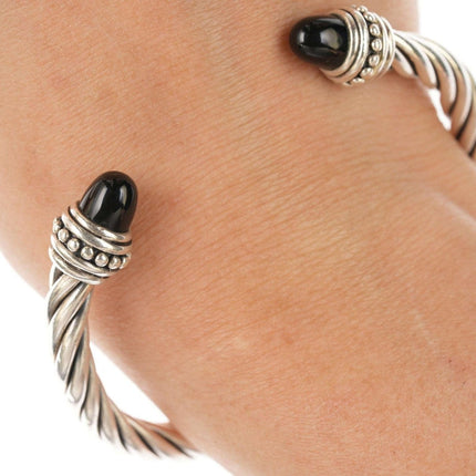 Retro sterling and onyx cuff bracelet