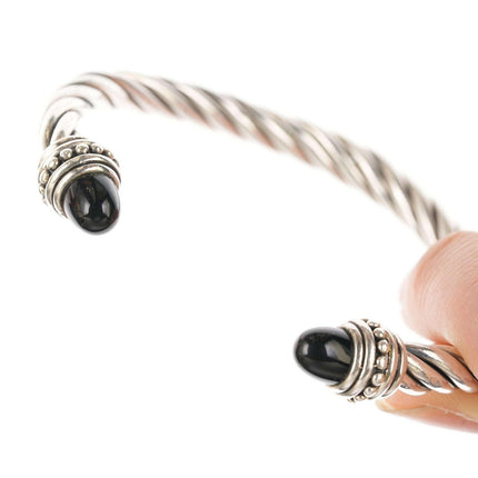 Retro-Manschettenarmband aus Sterlingsilber und Onyx