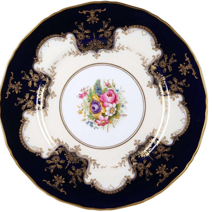 Royal Worcester Hand painted artist signed dinner plate with cobalt rim
