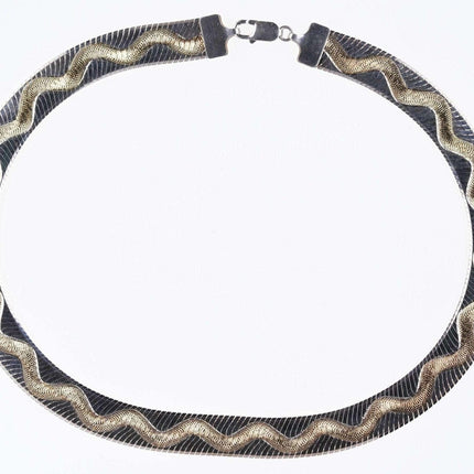 Retro 18" Thick Milor Italian Sterling Herringbone necklace