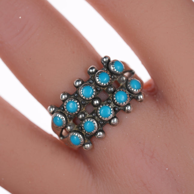 sz10.75 Bell trading post silver and turquoise snake eye ring