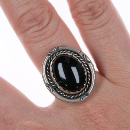 Sz8 PP Native American sterling and onyx ring