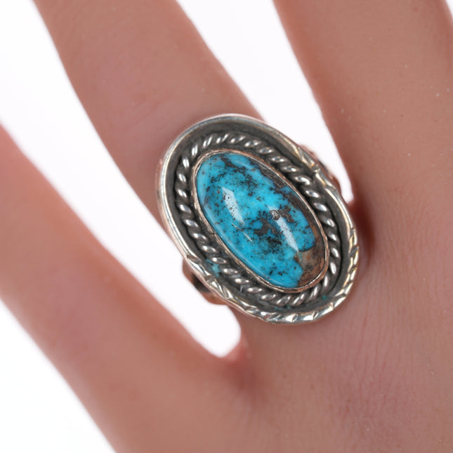 sz7 Native American silver and turquoise vintage ring