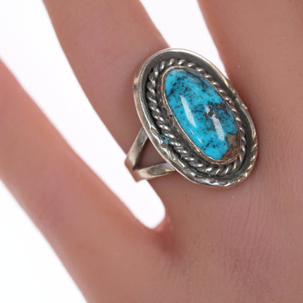 sz7 Native American silver and turquoise vintage ring