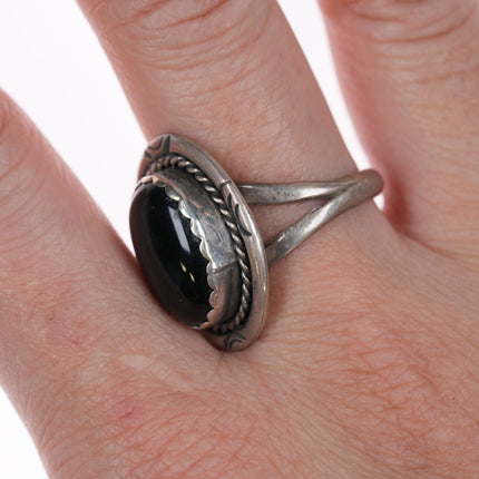 Sz8 PP Native American sterling and onyx ring