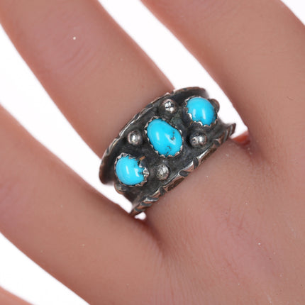 sz10.5 Vintage ML Native American Sterling and turquoise ring