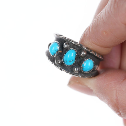 sz10.5 Vintage ML Native American Sterling and turquoise ring