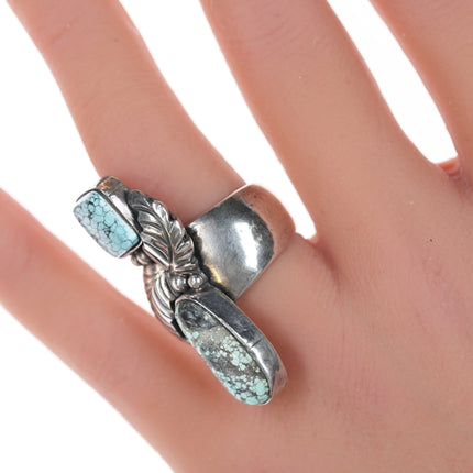 sz6.5 Adjustable S Dickens Native American sterling and turquoise ring