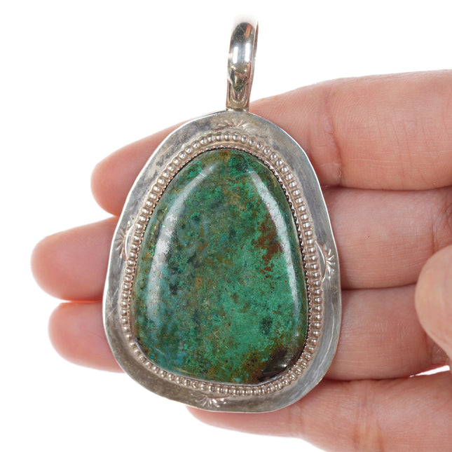 Large Southwestern Jack Wilson Sterling/Chrysocolla penant