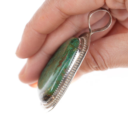 Large Southwestern Jack Wilson Sterling/Chrysocolla penant