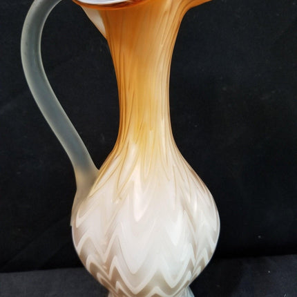 Antique Mother of Pearl Peach Satin MOP Glass Ewer c.1890