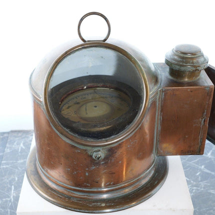 Antique Sestrel Binnacle Ships Compass with side oil lamp for lumination