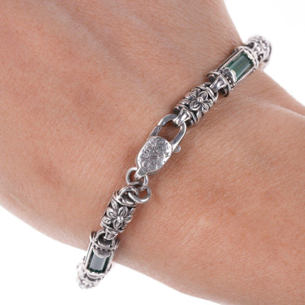 7" Greek Konstantino Sterling silver Chalcedony bracelet