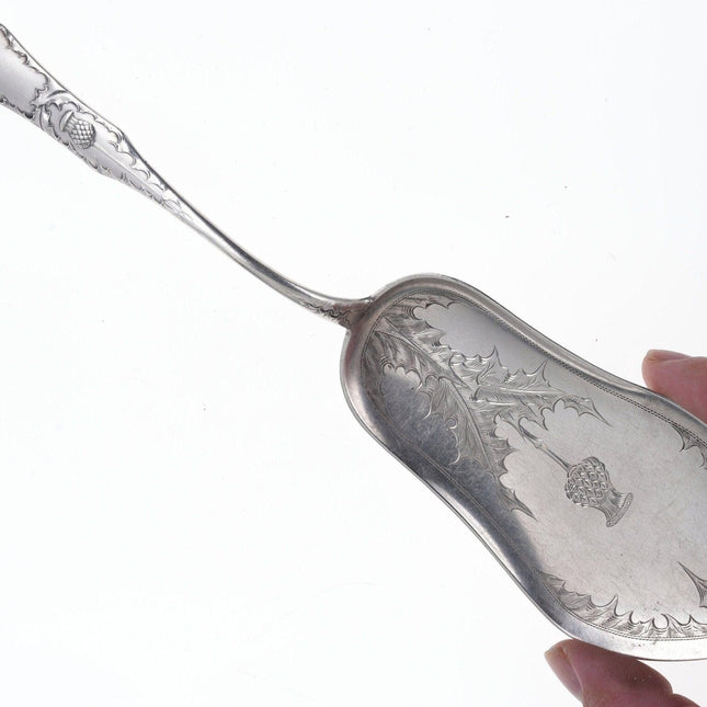 Antique Silver Thistle engraved Fish server