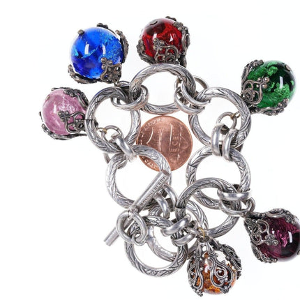 7.75" Vintage French Art glass beads costume jewelry bracelet