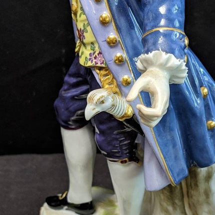 Antique Meissen Man with Looking Glass Telescope Figure 8 1/8"