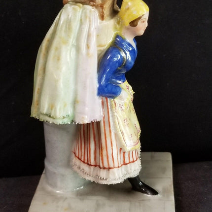 Antique Vienna Figure Lace woman Laundress Meissen KPM style Impressed Shield Ma