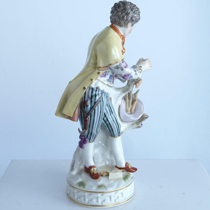 Antique Meissen Figure Gentleman Gathering Firewood